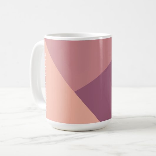 Custom monogram, modern roze tri-tone koffie mok (Voorkant links)