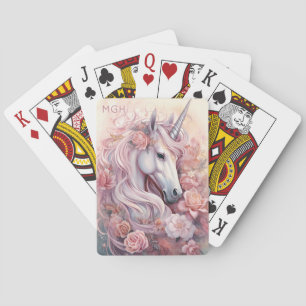 Custom Monogram Mooie Eenhoorn Pokerkaarten