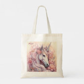 Custom Monogram Mooie Eenhoorn Tote Bag (Achterkant)