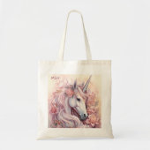 Custom Monogram Mooie Eenhoorn Tote Bag (Voorkant)