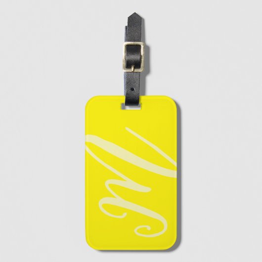 Custom Monogram Naam Modern neon geel initialen Bagagelabel (Voorkant (verticaal))