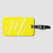Custom Monogram Naam Modern neon geel initialen Bagagelabel (Voorkant (horizontaal))