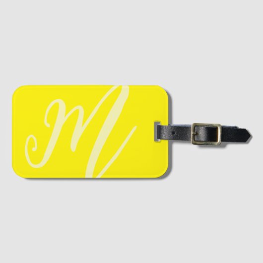 Custom Monogram Naam Modern neon geel initialen Bagagelabel (Voorkant (horizontaal))