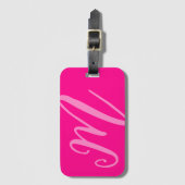 Custom Monogram Naam Modern neon roze initialen Bagagelabel (Voorkant (verticaal))