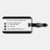 Custom Monogram, Name and Photo, Black and White Bagagelabel (Achterkant horizontaal)