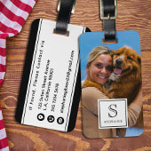 Custom Monogram, Name and Photo, Black and White Bagagelabel