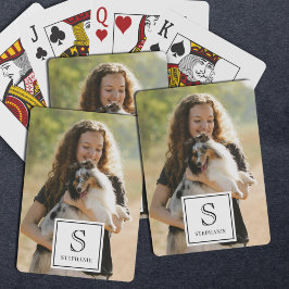 Custom Monogram, Name and Photo Modern Photography Pokerkaarten
