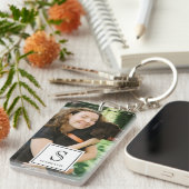 Custom Monogram, Name and Photo Trendy Photography Sleutelhanger (Voorkant Rechts)