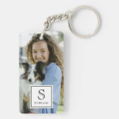 Custom Monogram, Name and Photo Trendy Photography Sleutelhanger (achterkant)