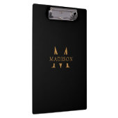Custom Monogram Name Black Executive Clipboard Klembord (Rechts)