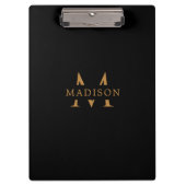 Custom Monogram Name Black Executive Clipboard Klembord (Voorkant)