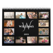 Custom Monogram Name Black Photo Kalender (Hoes)