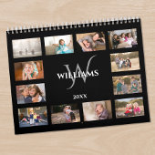 Custom Monogram Name Black Photo Kalender