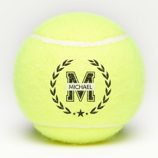 Custom Monogram Name Bold Initial Tennis Ball Tennisballen (Achterkant)