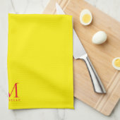 Custom Monogram Name Elegant Bright Yellow & Red Theedoek (Quarter Fold)