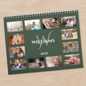 Custom Monogram Name Green Photo Kalender