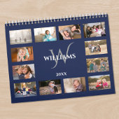 Custom Monogram Name Navy Blue Photo Kalender