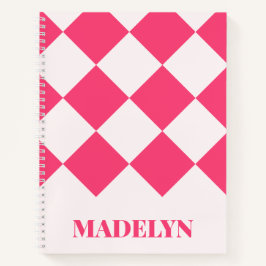 Custom Monogram Name Pink& White Geometric  Notitieboek