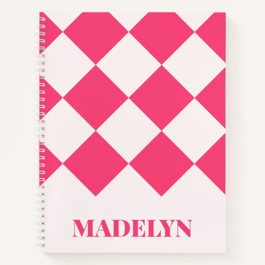 Custom Monogram Name Pink& White Geometric  Notitieboek (Voorkant)