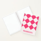 Custom Monogram Name Pink& White Geometric  Notitieboek (Binnen)