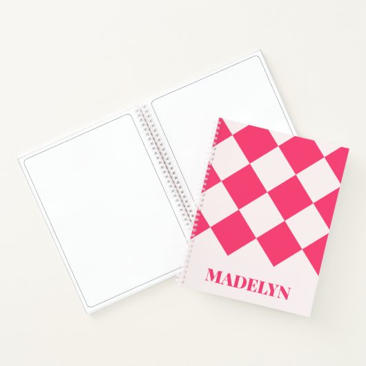 Custom Monogram Name Pink& White Geometric  Notitieboek (Binnen)