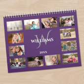 Custom Monogram Name Purple Photo Kalender