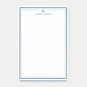 Custom Monogram Navy Blue Border Stationery  Post-it® Notes (Voorkant)