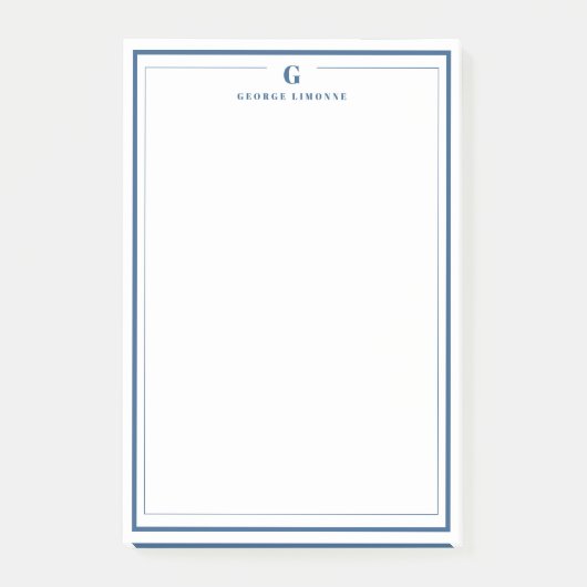 Custom Monogram Navy Blue Border Stationery  Post-it® Notes (Voorkant)