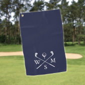 Custom Monogram Navy Blue Golfhanddoek