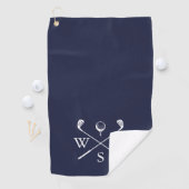 Custom Monogram Navy Blue Golfhanddoek (Insitu)
