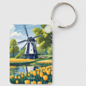 Custom Monogram Nederland Windmolens Sleutelhanger (Achterkant)