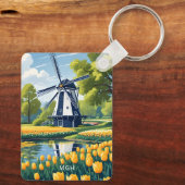 Custom Monogram Nederland Windmolens Sleutelhanger (Achterkant)