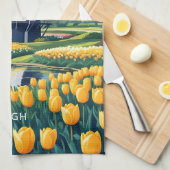 Custom Monogram Nederland Windmolens Theedoek (Quarter Fold)