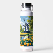 Custom Monogram Nederland Windmolens Waterfles (Achterkant)