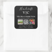 Custom Monogram or Logo QR Photo Square Sticker (Tas)