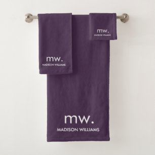 Custom Monogram Pastel Elegant Stijlvol Modern Bad Handdoek