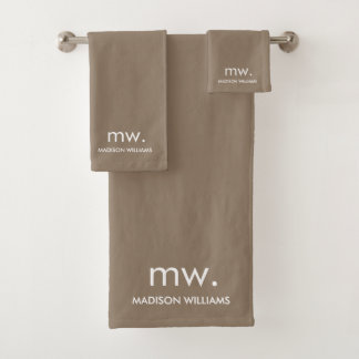 Custom Monogram Pastel Elegant Stijlvol Modern Bad Handdoek