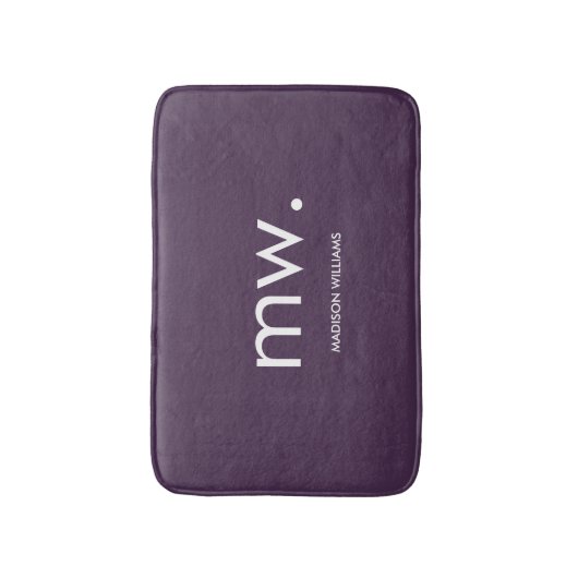 Custom Monogram Pastel Elegant Stijlvol Modern Badmat (Voorkant Verticaal)