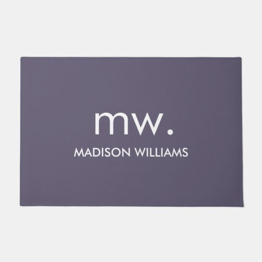 Custom Monogram Pastel Elegant Stijlvol Modern Deurmat (Voorkant)