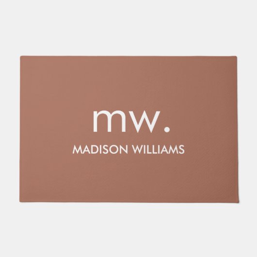 Custom Monogram Pastel Elegant Stijlvol Modern Deurmat (Voorkant)