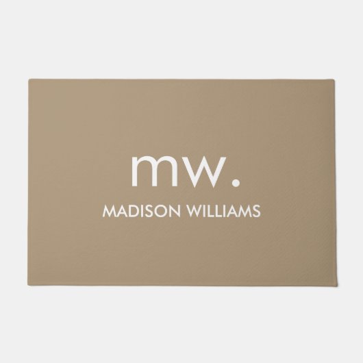 Custom Monogram Pastel Elegant Stijlvol Modern Deurmat (Voorkant)