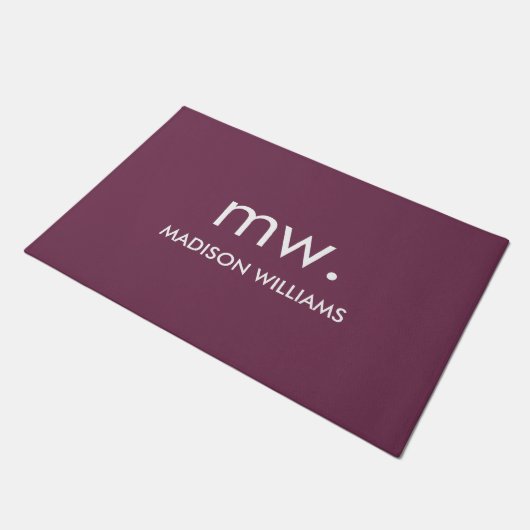 Custom Monogram Pastel Elegant Stijlvol Modern Deurmat (Schuin)