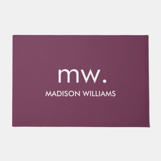 Custom Monogram Pastel Elegant Stijlvol Modern Deurmat (Voorkant)