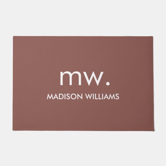 Custom Monogram Pastel Elegant Stijlvol Modern Deurmat (Voorkant)
