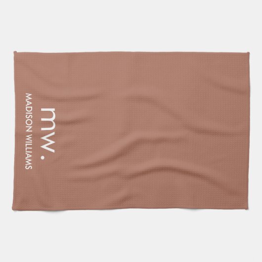 Custom Monogram Pastel Elegant Stijlvol Modern Theedoek (Horizontaal)