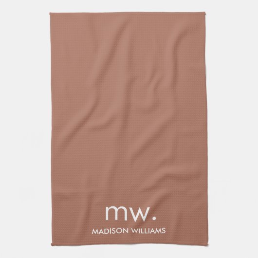 Custom Monogram Pastel Elegant Stijlvol Modern Theedoek (Verticaal)