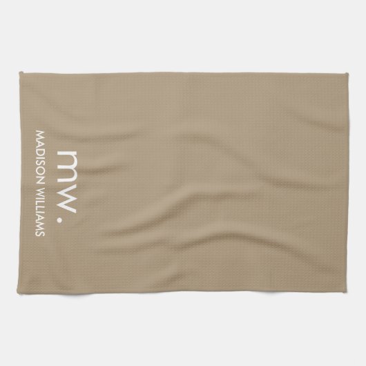 Custom Monogram Pastel Elegant Stijlvol Modern Theedoek (Horizontaal)