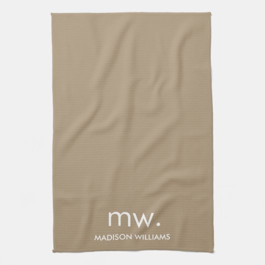 Custom Monogram Pastel Elegant Stijlvol Modern Theedoek (Verticaal)