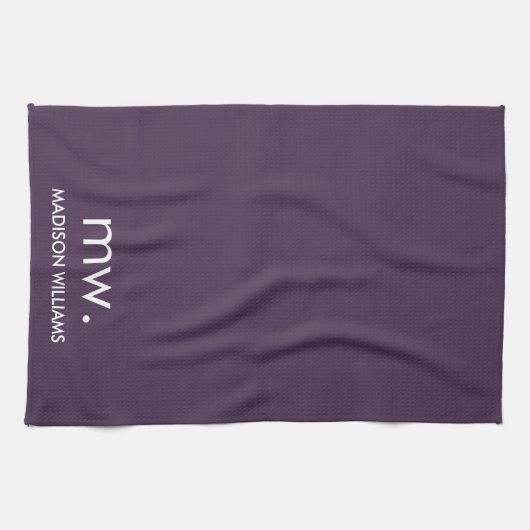 Custom Monogram Pastel Elegant Stijlvol Modern Theedoek (Horizontaal)