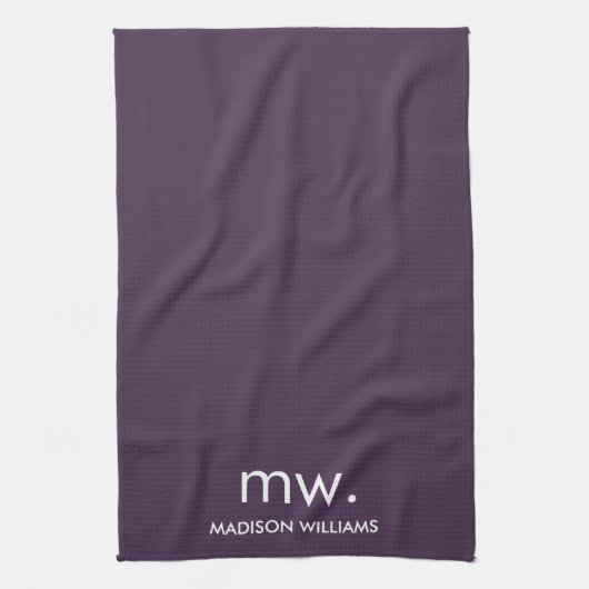 Custom Monogram Pastel Elegant Stijlvol Modern Theedoek (Verticaal)